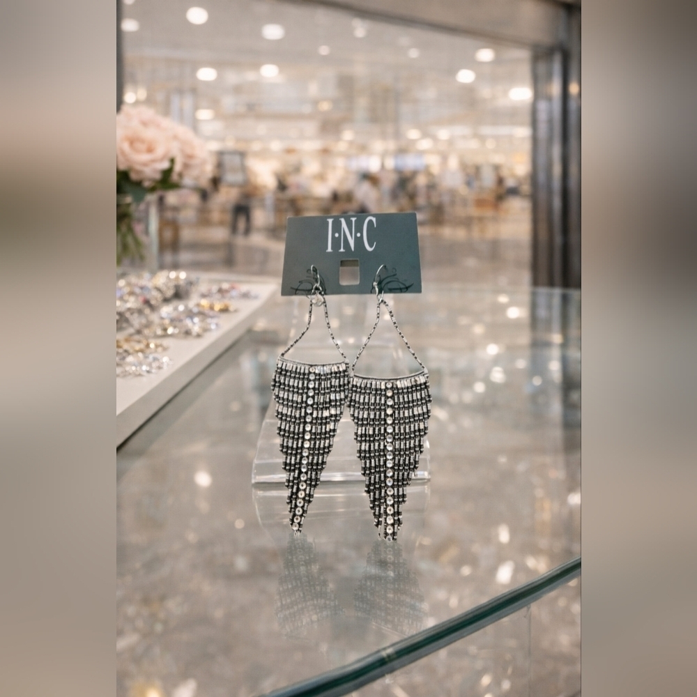I.N.C. Silver bling tassel earrings